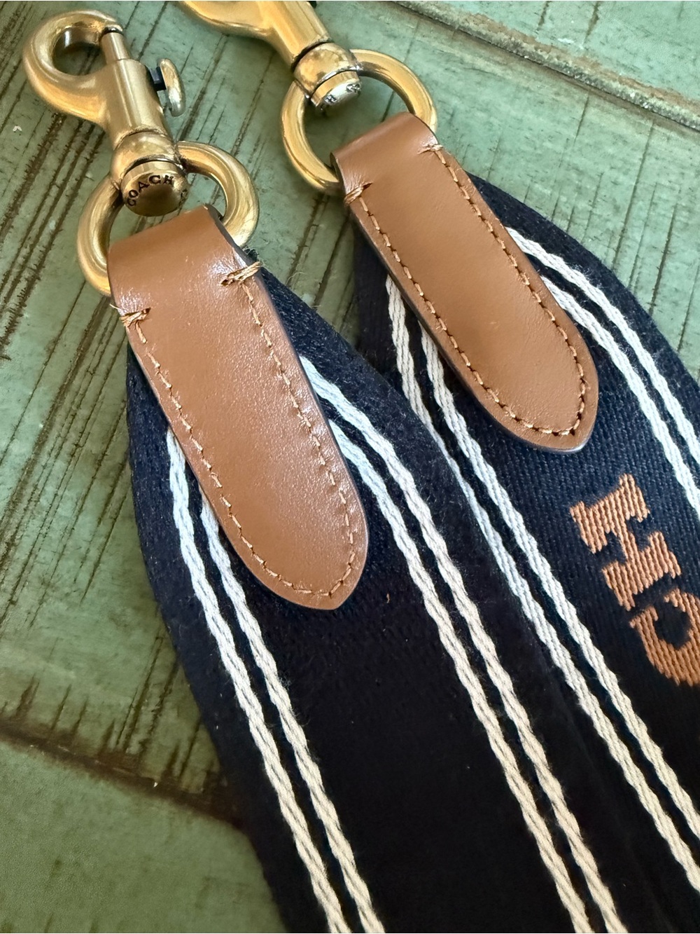 Coach Black & Tan Signature Logo Adjustable Webbing Strap - Picture 10 of 10